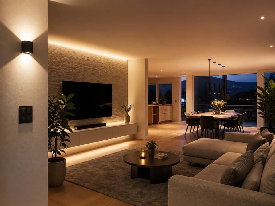 Wohnliches Smart Home mit Licht und Komfort